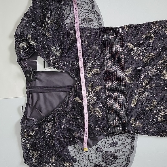Adrianna Papell Women's Beaded cape Gray Maxi Dress / Size 6. NWOT. - Picture 7 of 15